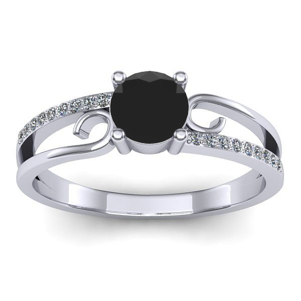 Inel de logodna cu diamant negru rotund