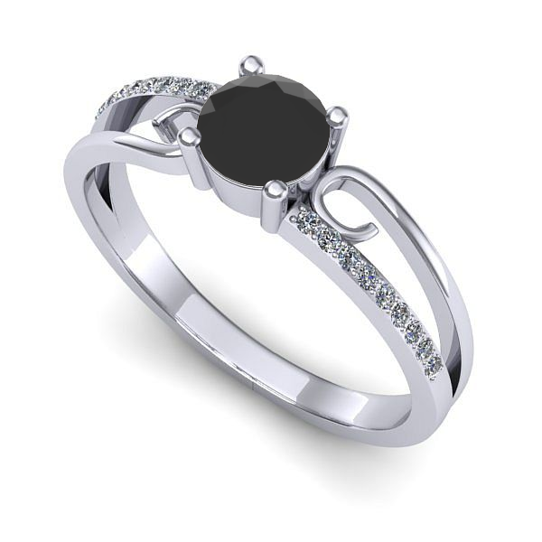 Inel logodna din aur alb cu diamant negru