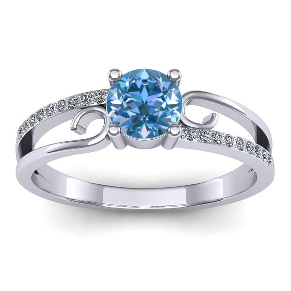 Inel de logodna cu diamant de laborator albastru rotund