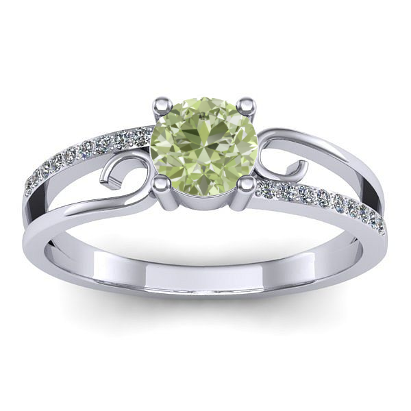 Inel logodna cu diamant de laborator verde rotund