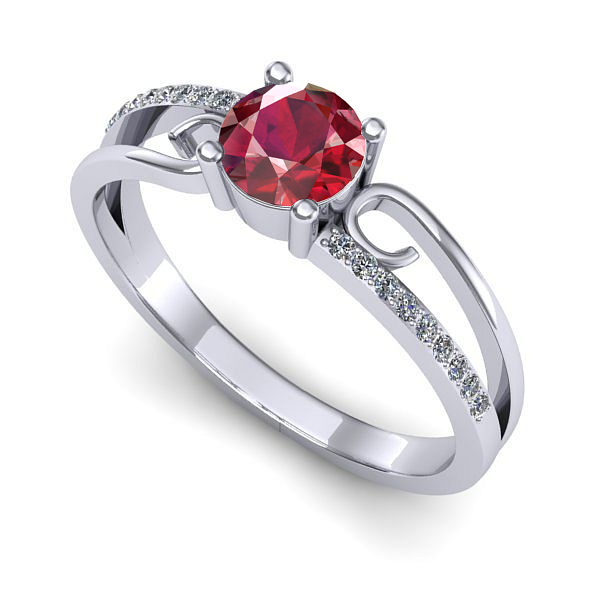 Inel din aur alb cu rubin