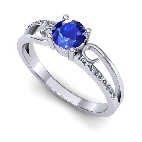 Inel din aur alb cu safir