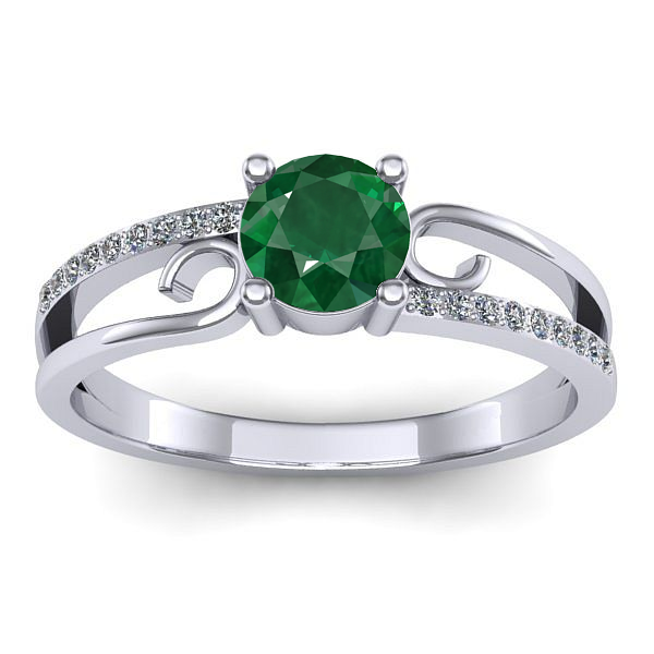 Inel logodna cu smarald rotund