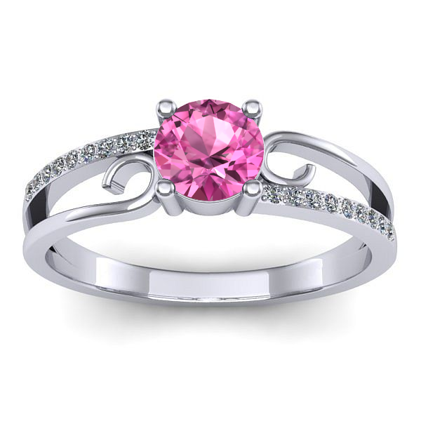 Inel de logodna cu safir roz rotund