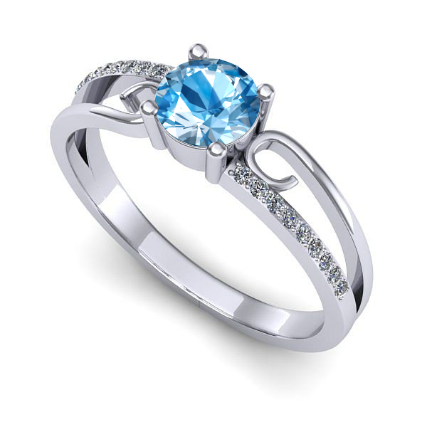 Inel din aur alb cu topaz blue