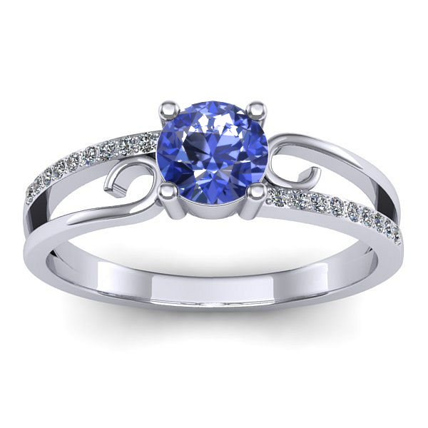 Inel logodna cu tanzanit rotund