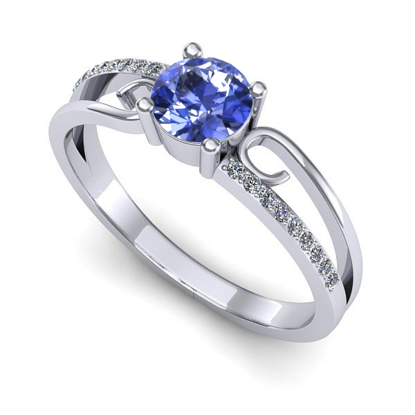 Inel de logodna din aur alb cu tanzanit