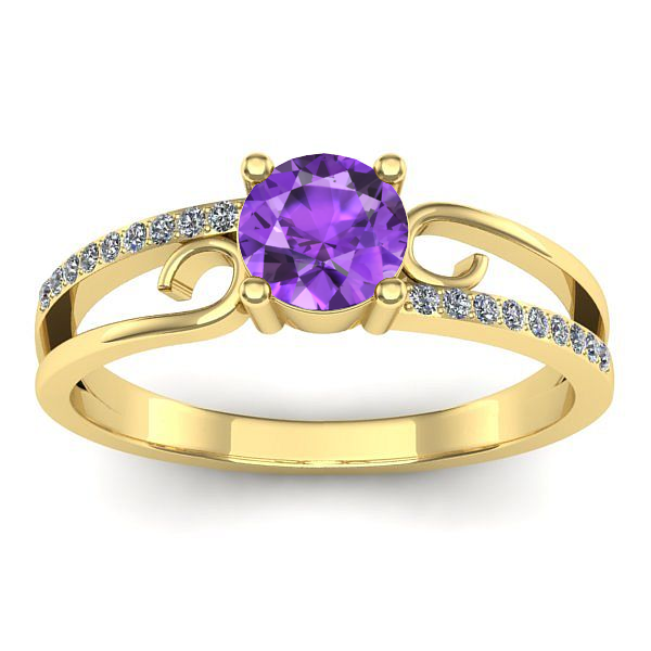 Inel de logodna cu ametist rotund