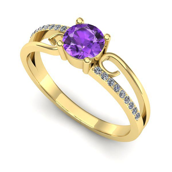 Inel din aur galben cu ametist