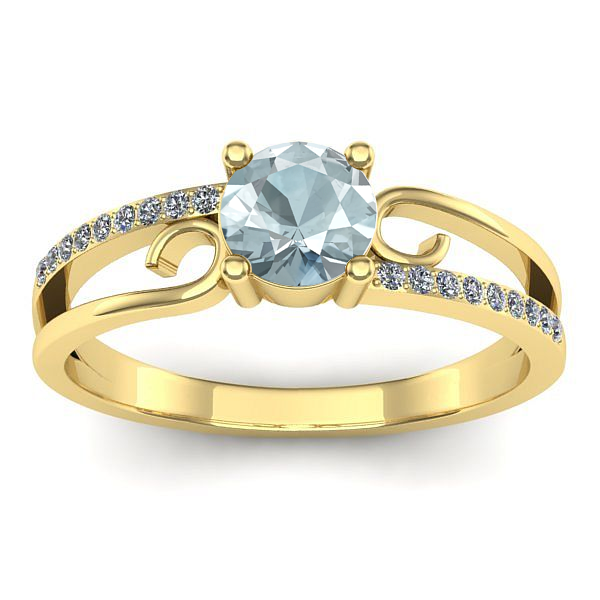 Inel de logodna cu aquamarin rotund