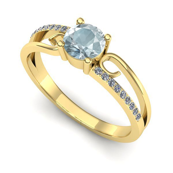 Inel din aur galben cu aquamarin