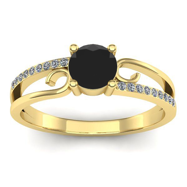 Inel de logodna cu diamant negru rotund