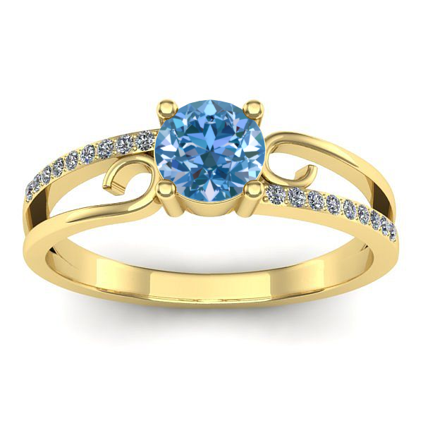Inel de logodna cu diamant de laborator albastru rotund