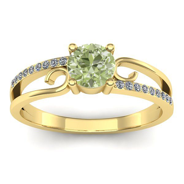 Inel cu diamant de laborator verde rotund