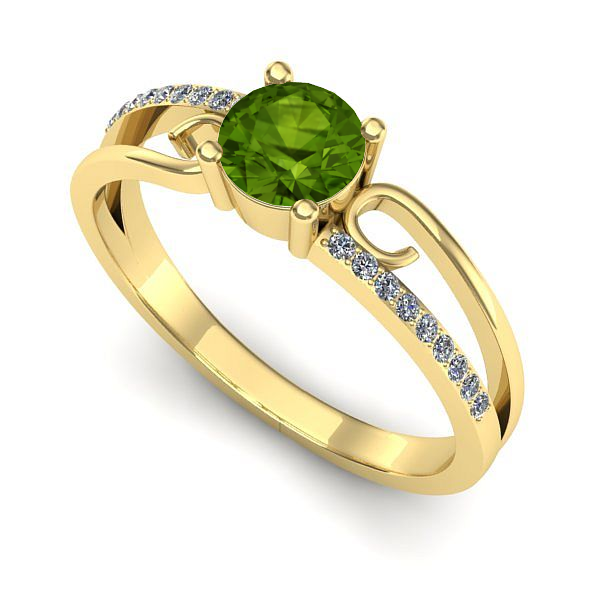 Inel de logodna din aur galben cu peridot
