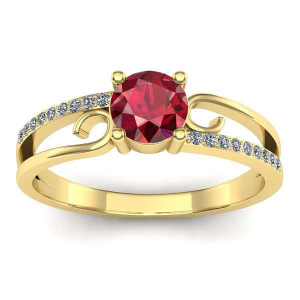 Inel de logodna cu rubin rotund