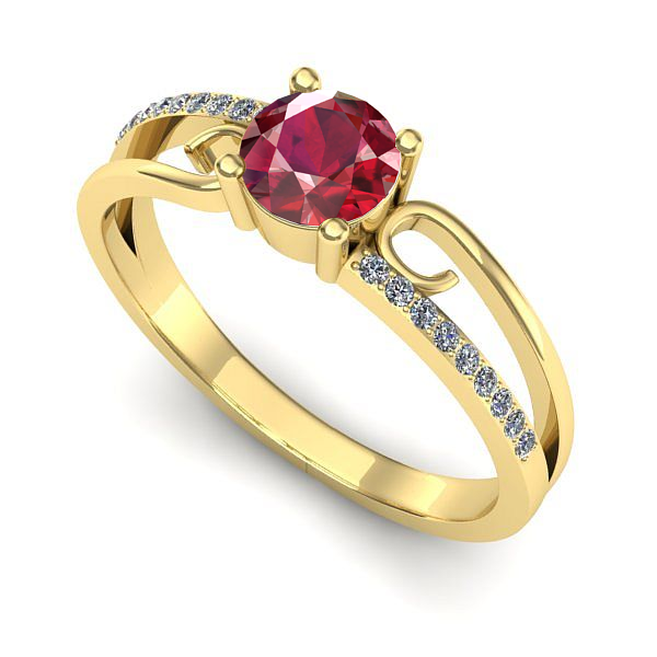 Inel logodna din aur galben cu rubin