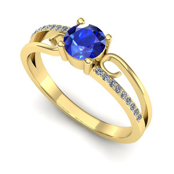 Inel de logodna din aur galben cu safir