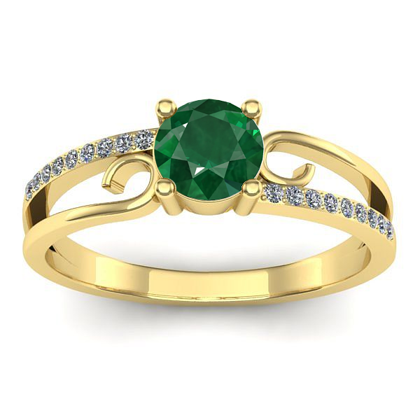 Inel de logodna cu smarald rotund