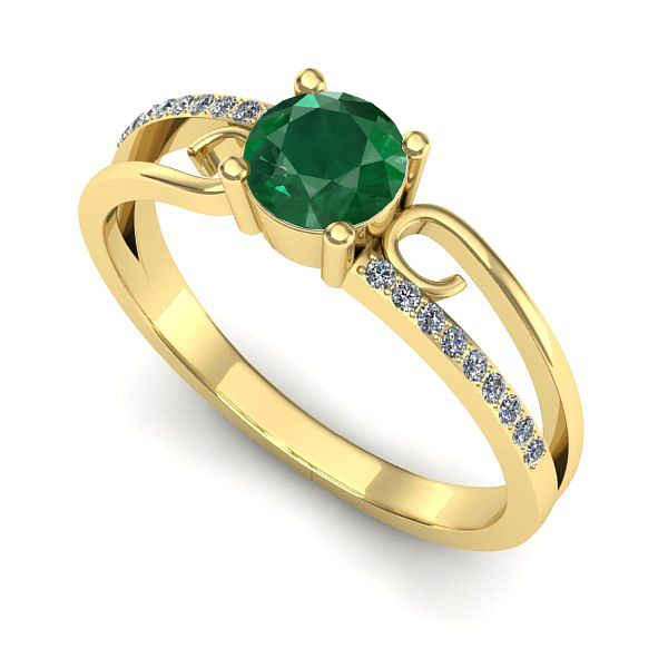 Inel logodna din aur galben cu smarald