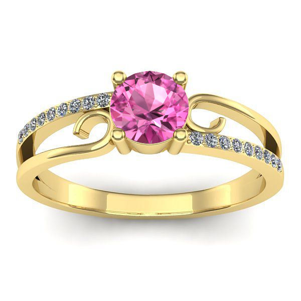 Inel logodna cu safir roz rotund