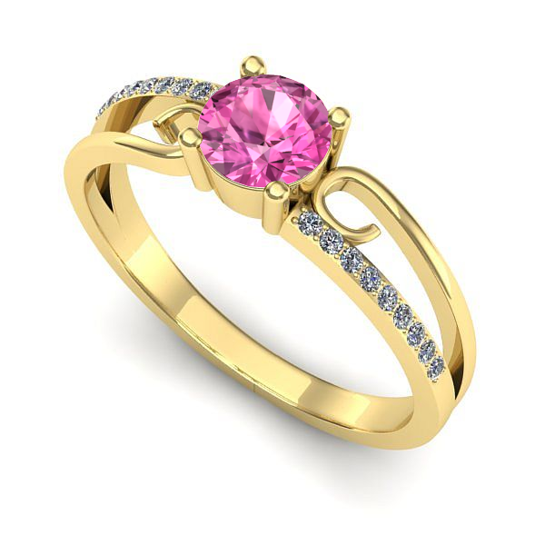 Inel din aur galben cu safir roz