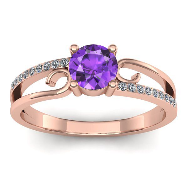 Inel de logodna cu ametist rotund