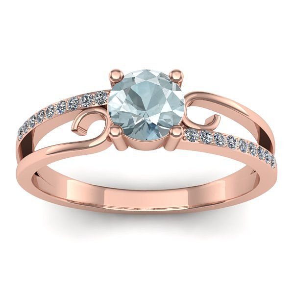 Inel logodna cu aquamarin rotund