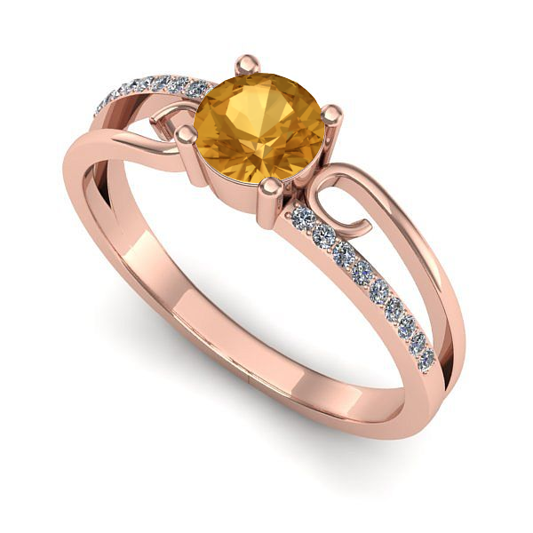 Inel din aur roz cu citrin