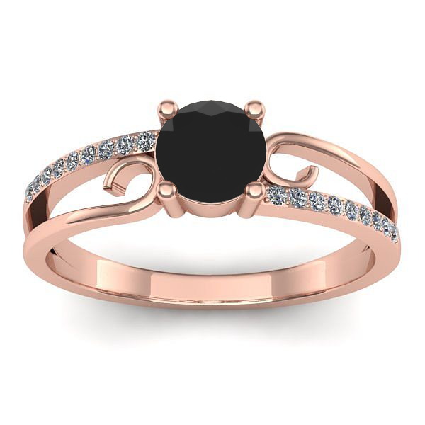 Inel cu diamant negru rotund