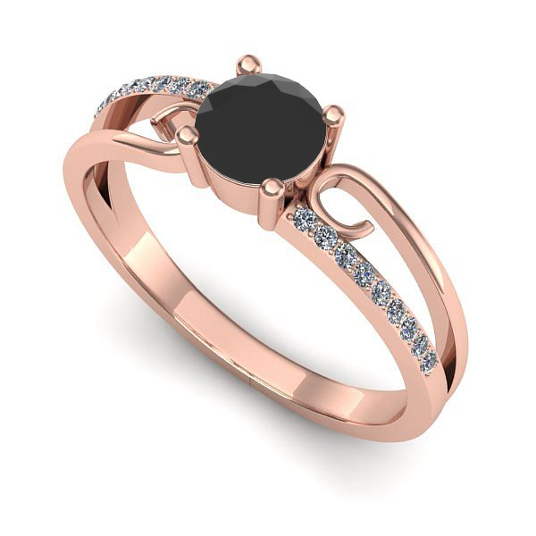 Inel logodna din aur roz cu diamant negru