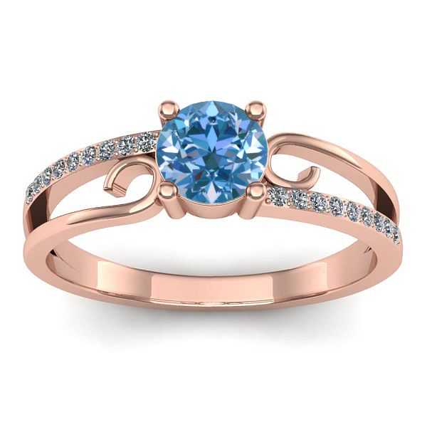 Inel cu diamant de laborator albastru rotund