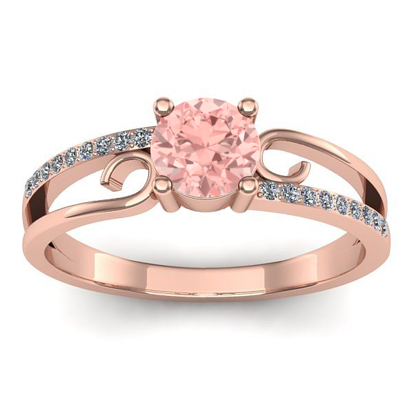 Inel logodna cu diamant de laborator roz rotund