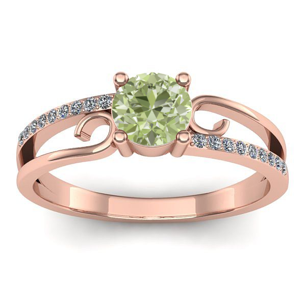 Inel logodna cu diamant de laborator verde rotund