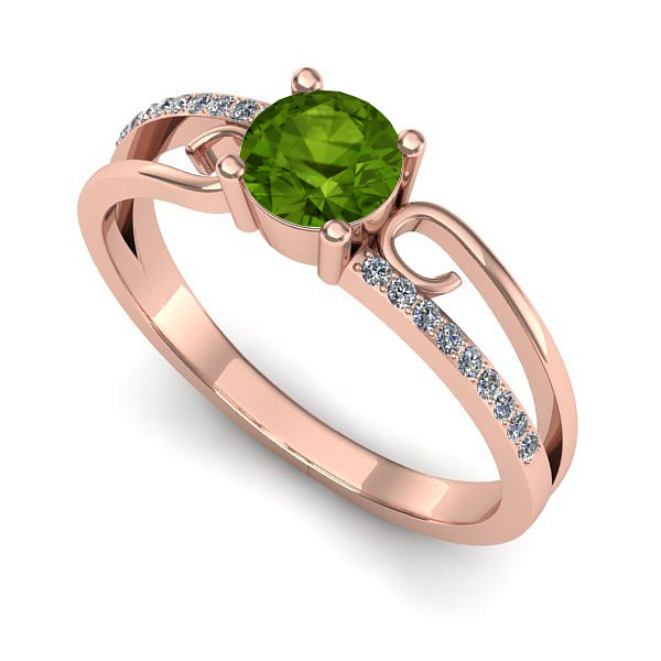 Inel din aur roz cu peridot