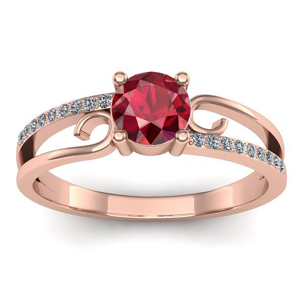 Inel de logodna cu rubin rotund