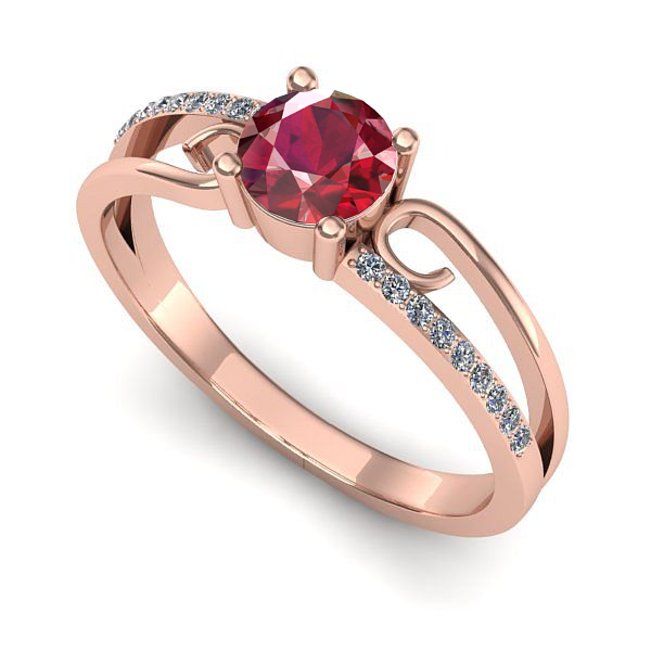 Inel din aur roz cu rubin