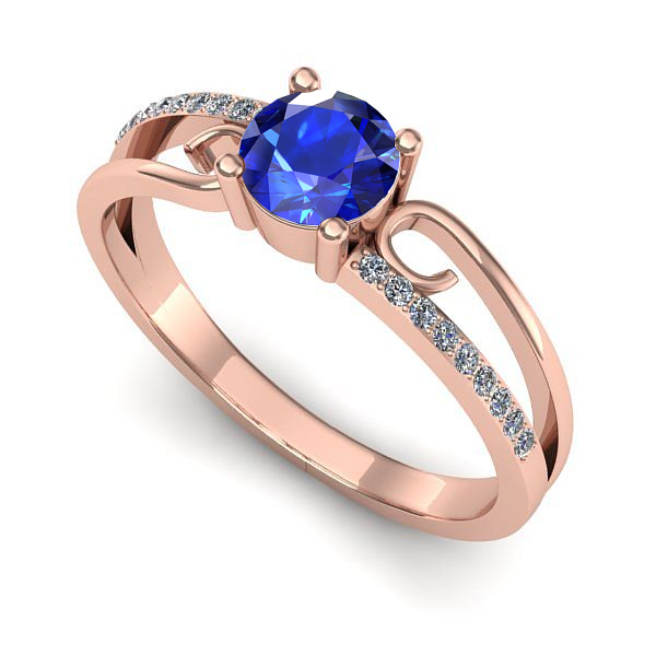 Inel logodna din aur roz cu safir