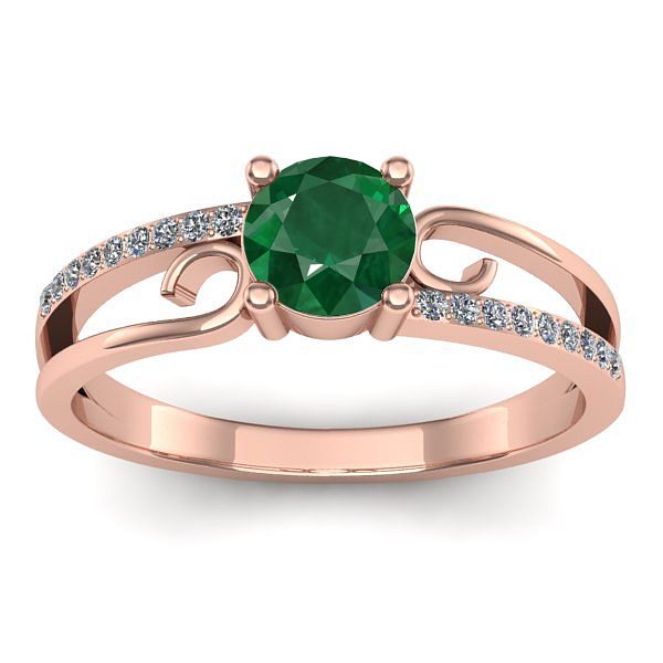 Inel de logodna cu smarald rotund