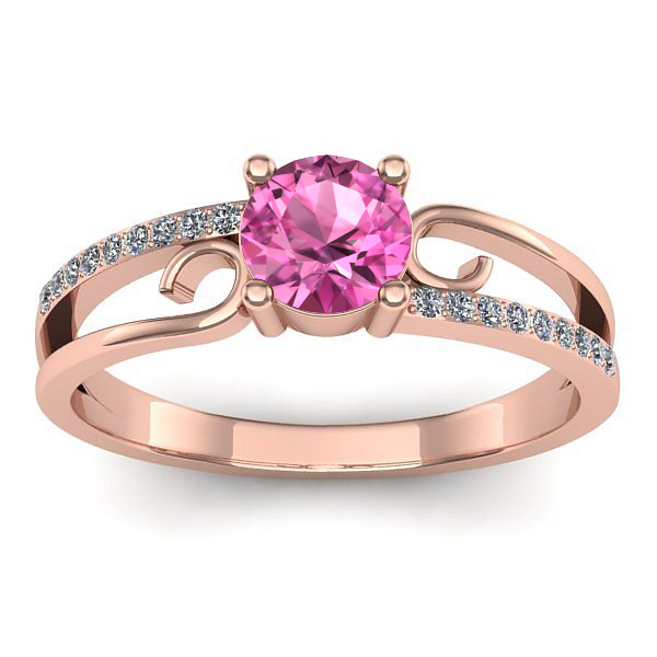 Inel de logodna cu safir roz rotund