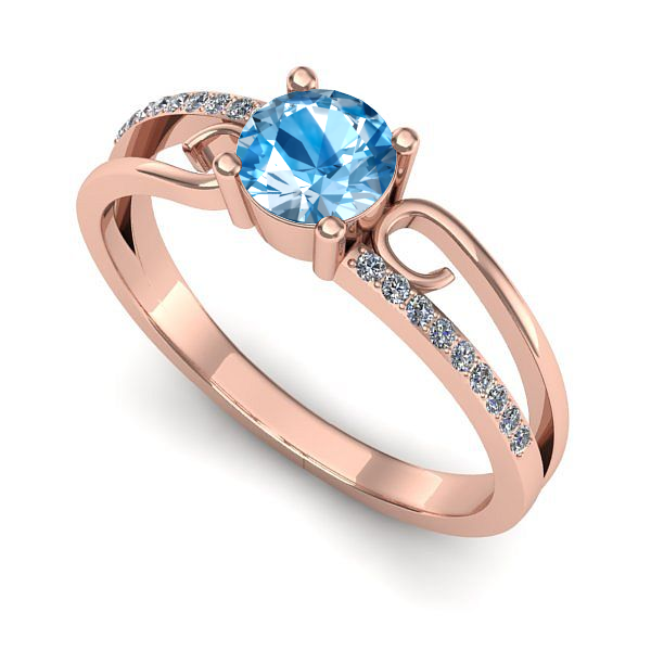 Inel din aur roz cu topaz blue