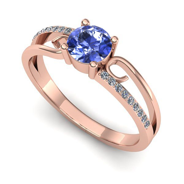Inel logodna din aur roz cu tanzanit