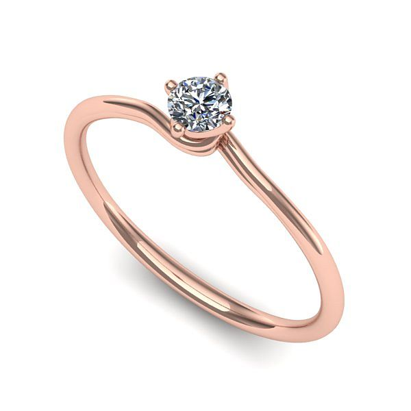 Inel din aur roz cu diamant