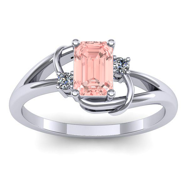 Inel logodna cu diamant de laborator roz dreptunghiular