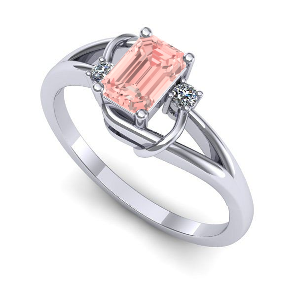 Inel logodna din aur alb cu diamant de laborator roz