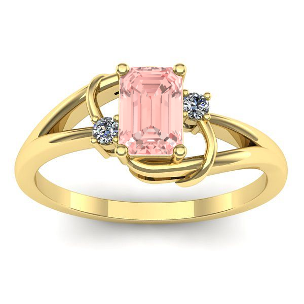 Inel cu diamant de laborator roz dreptunghiular