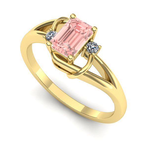 Inel din aur galben cu diamant de laborator roz
