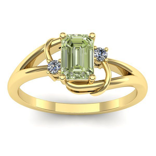 Inel cu diamant de laborator verde dreptunghiular