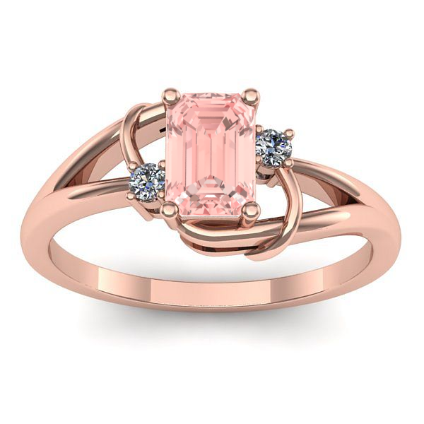 Inel de logodna cu diamant de laborator roz dreptunghiular