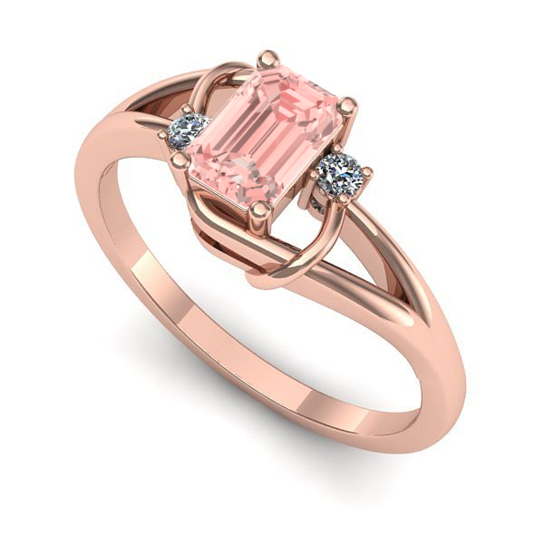 Inel logodna din aur roz cu diamant de laborator roz